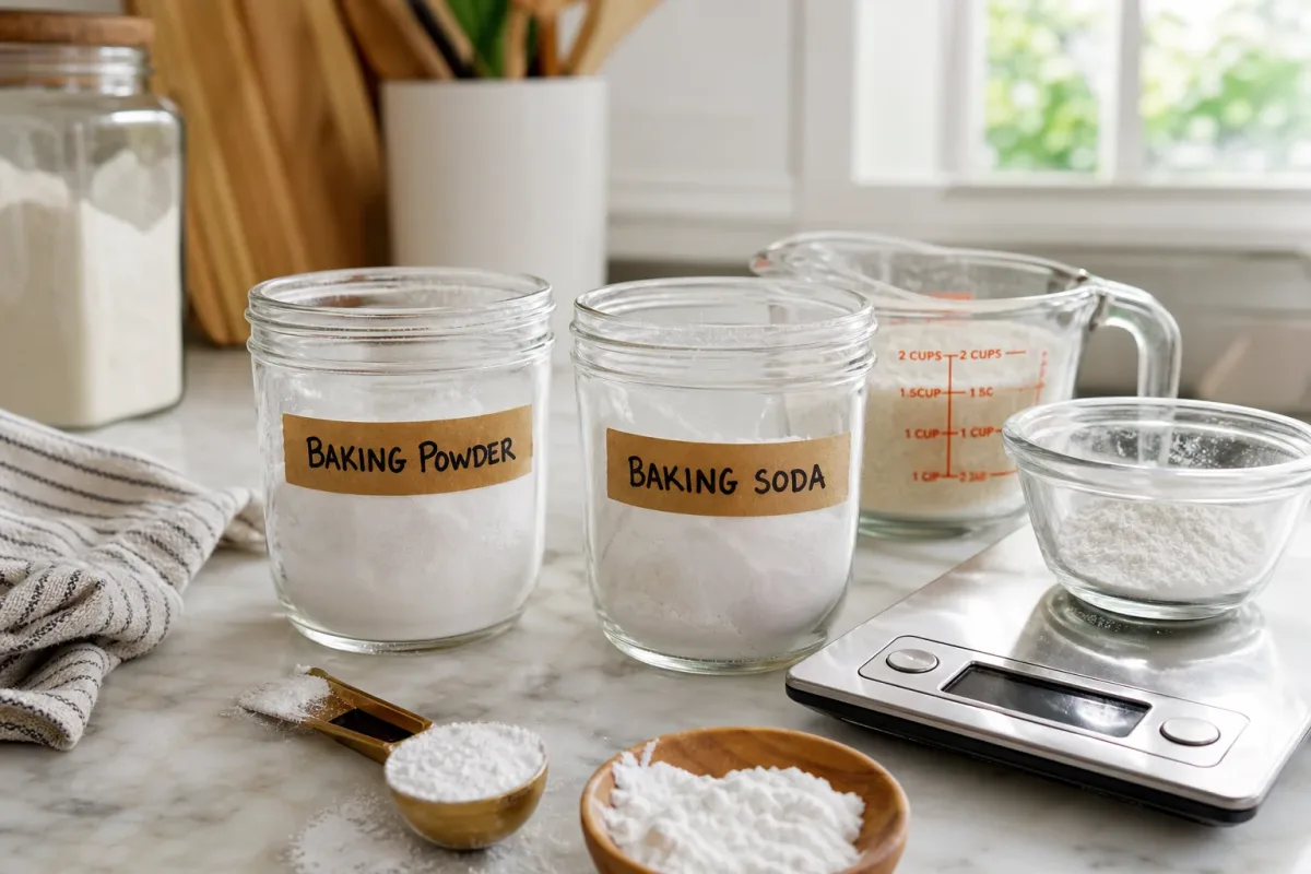 Editorial home-kitchen photo illustrating Baking Powder vs. Baking Soda: Key Differences (tips tricks tip), realistic tools and ingredients in natural light