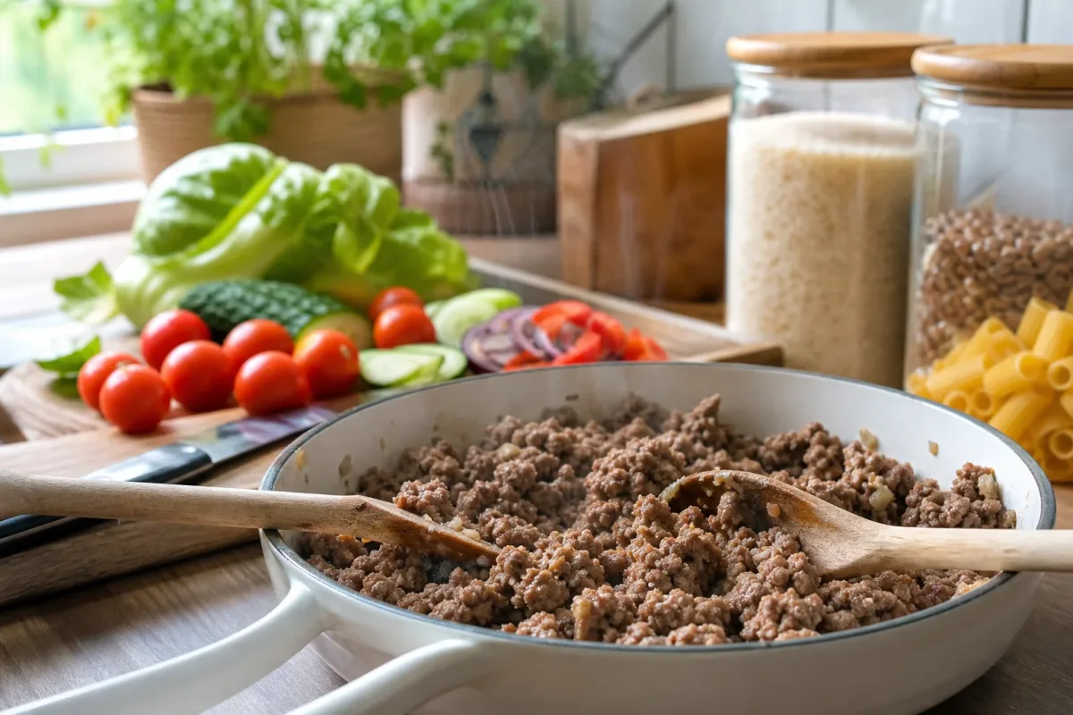 Editorial home-kitchen photo illustrating Can You Refreeze Thawed Ground Beef? Safety Rules (tips tricks tip), realistic tools and ingredients in natural light