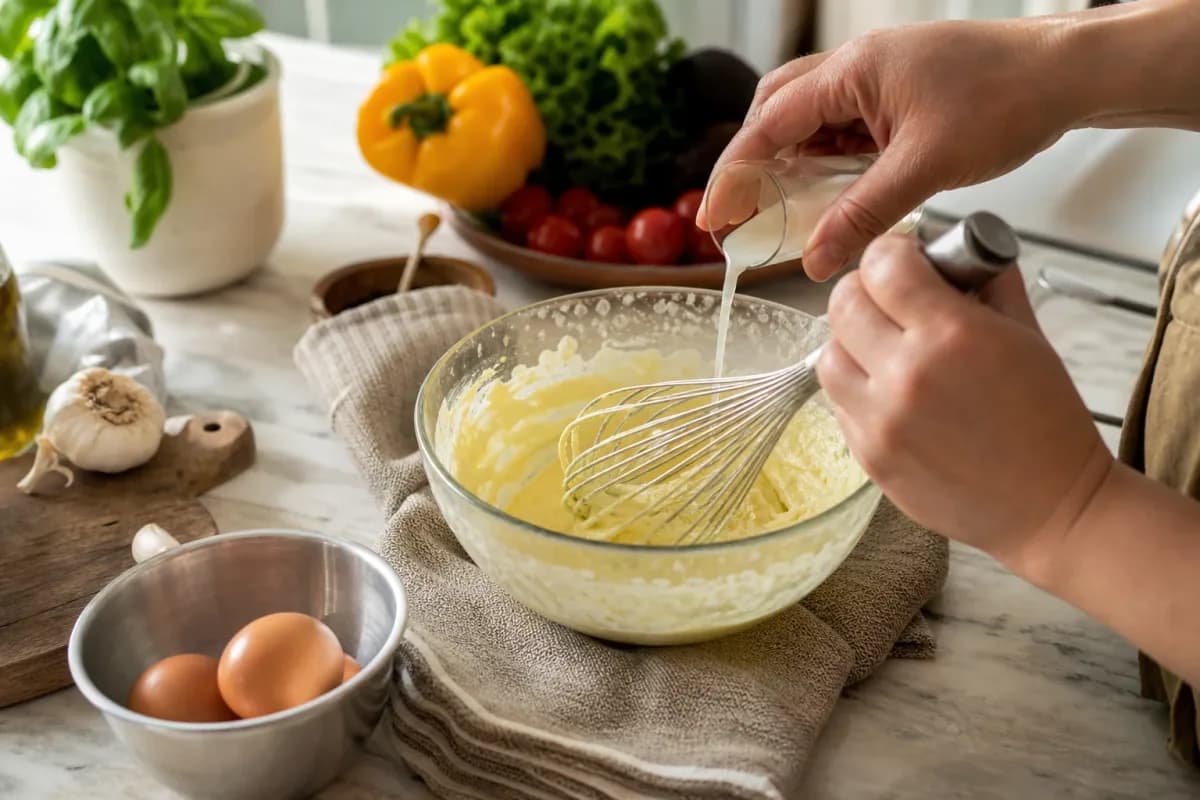 Editorial photo: How to Fix Broken Mayonnaise & Sauces (tips tricks tip) — realistic home-kitchen scene with visible tools and ingredients in natural light