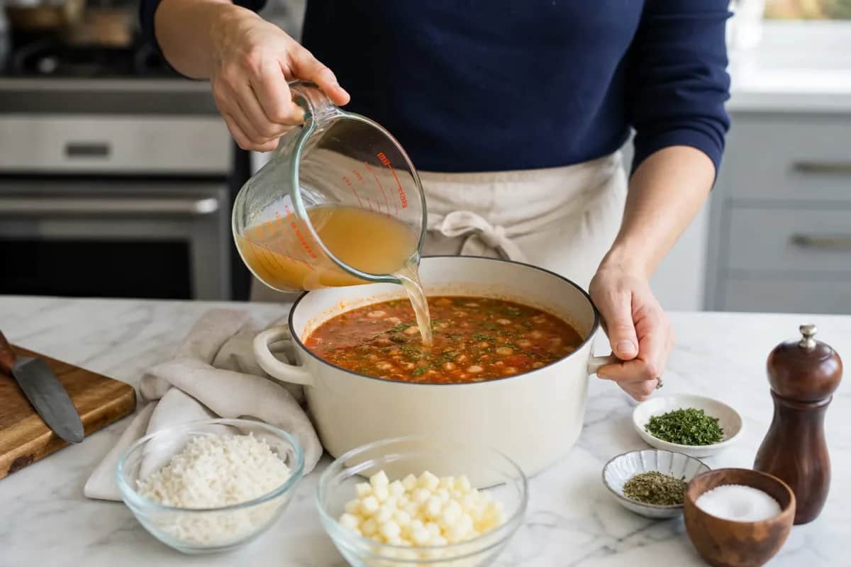 Editorial photo: Fix Over-Salted Soup or Sauce Without Adding Water (quick fixes tip) — realistic home-kitchen scene with visible tools and ingredients in natur