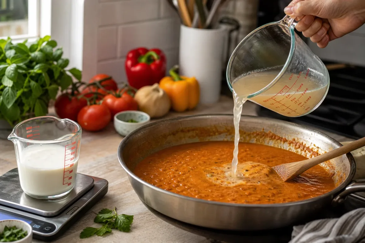 Editorial photo: How to Fix Over-Thickened Sauces Without Losing Flavor (tips tricks tip) — realistic home-kitchen scene with visible tools and ingredients in n