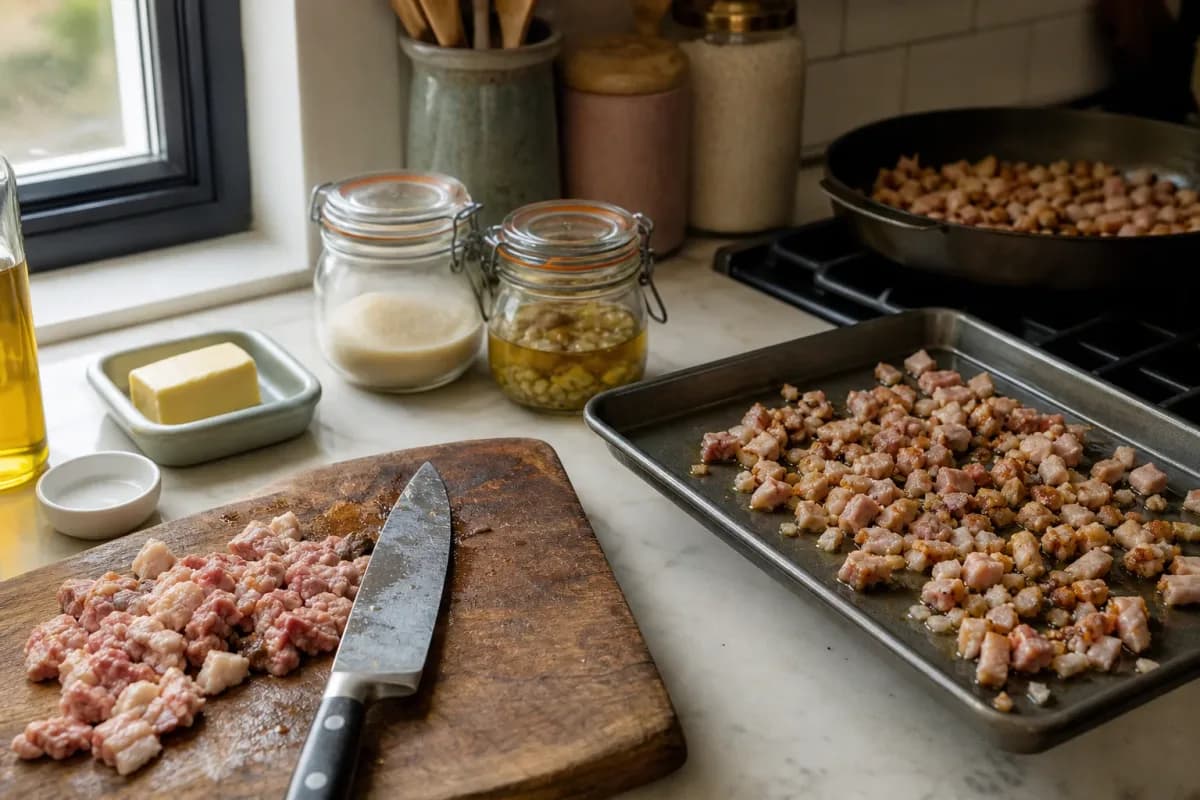 Editorial photo: How to Render Duck Fat Without Burning (tips tricks tip) — realistic home-kitchen scene with visible tools and ingredients in natural light