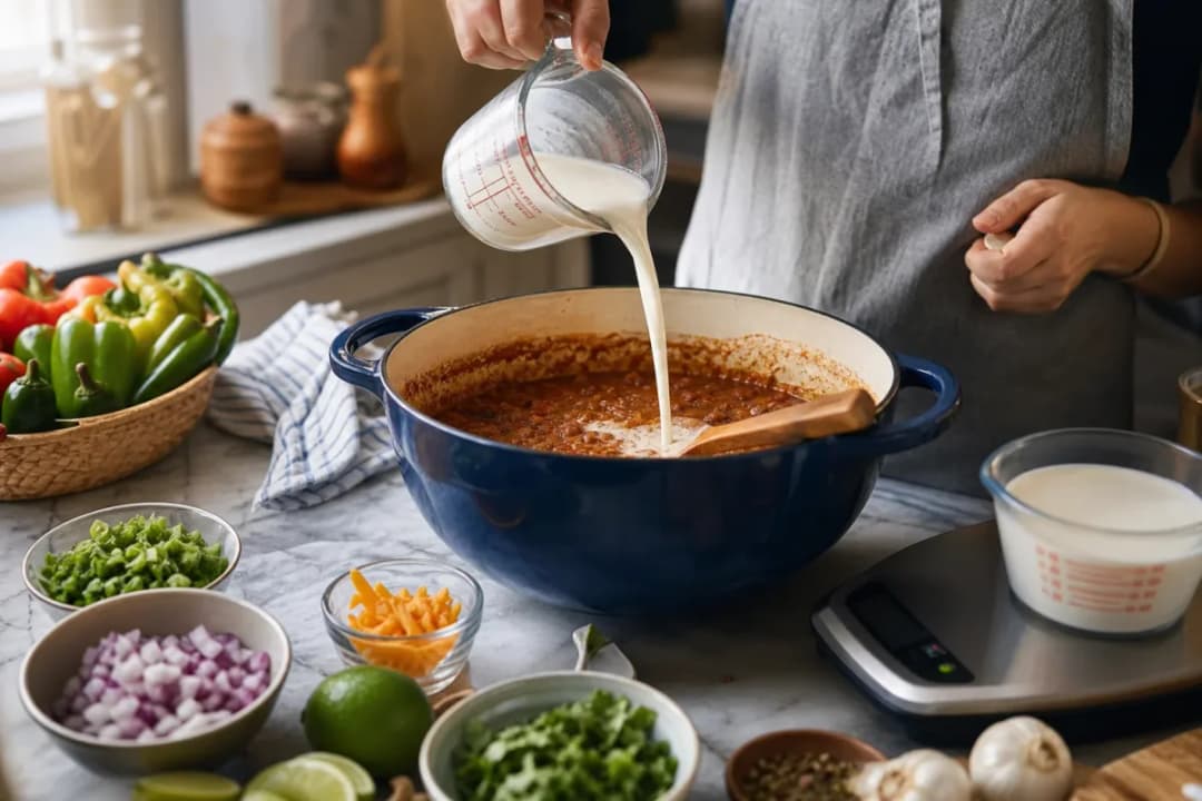 Editorial home-kitchen photo illustrating How to Tame Too Much Spice in a Dish (tips tricks tip), realistic tools and ingredients in natural light