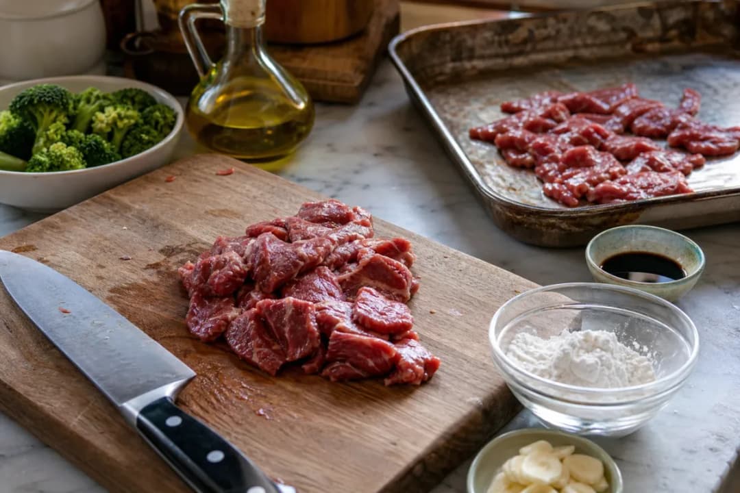 Editorial photo: Tenderize Any Beef in 15 Minutes: Velveting Trick (tips tricks tip) — realistic home-kitchen scene with visible tools and ingredients in natura