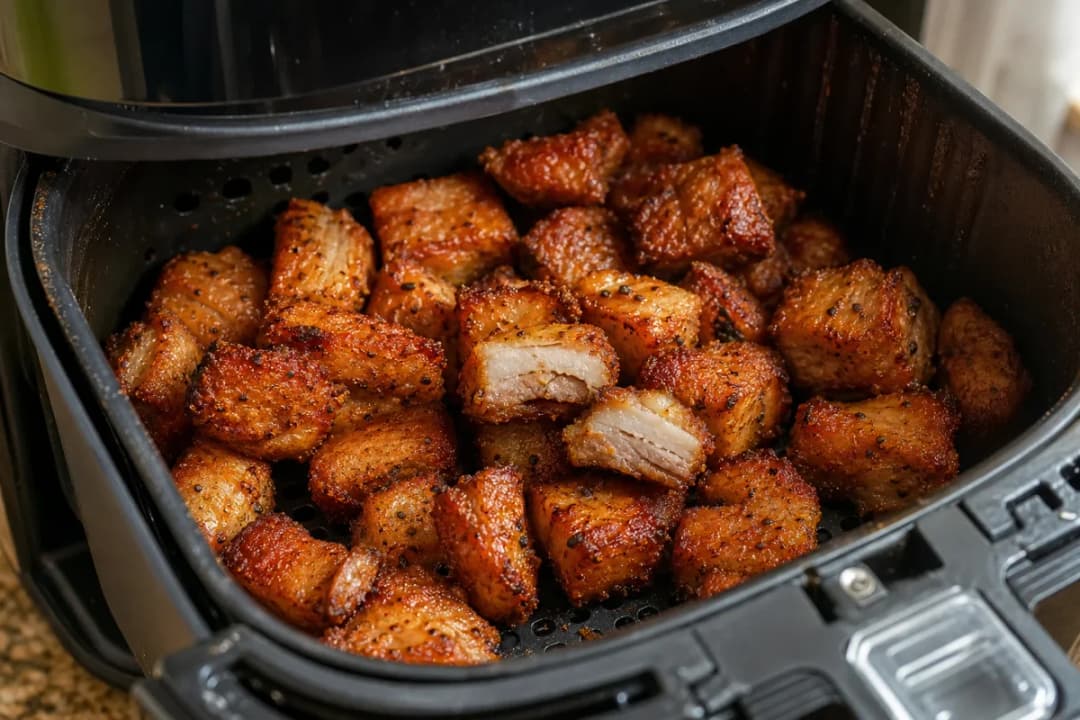 Air Fryer Crispy Pork Belly Bites with Honey Mustard Glaze