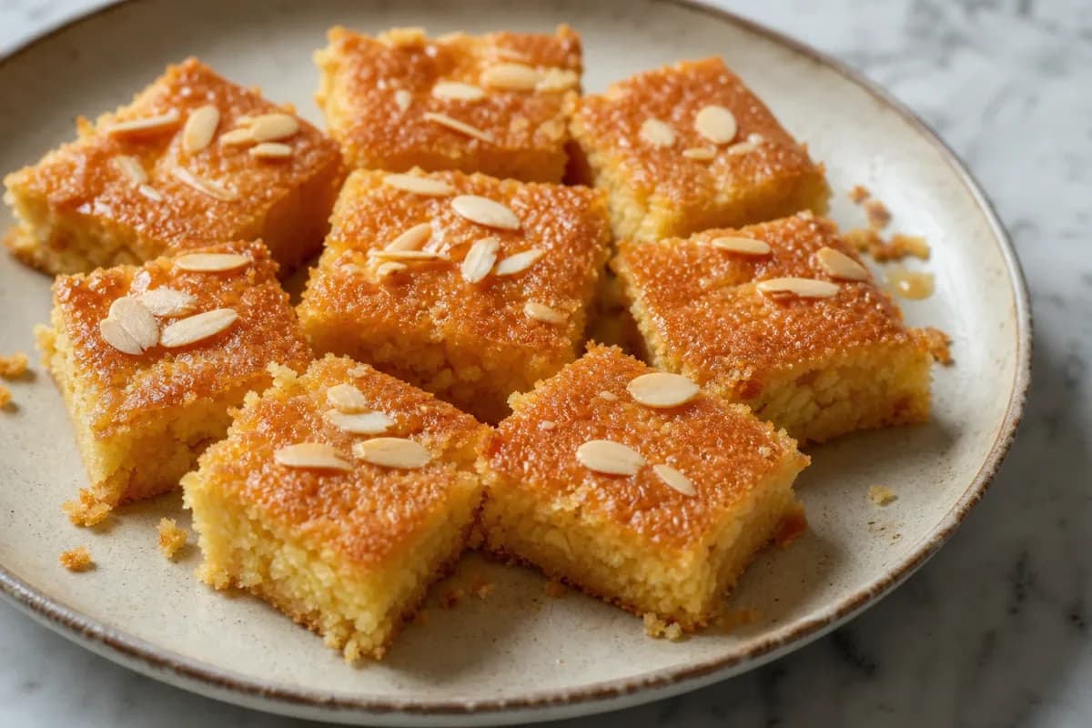 Algerian Kalb el Louz Semolina Cake with Almonds