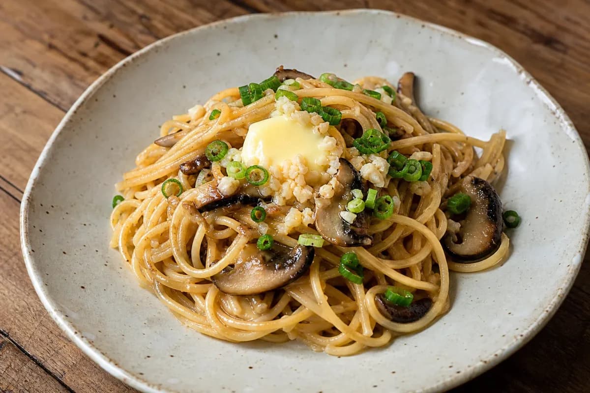 Asian Fusion Miso Butter Pasta with Mushrooms and Garlic