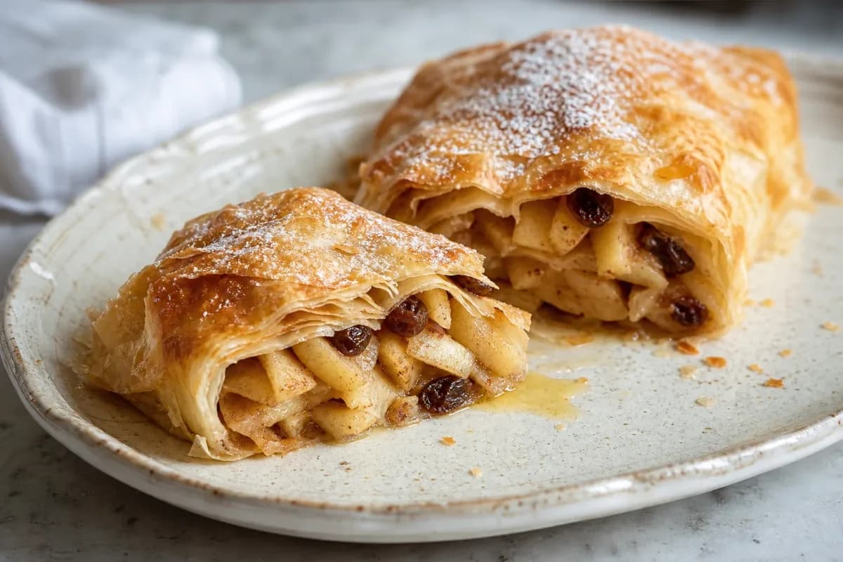 Austrian Apfelstrudel with Cinnamon Apples and Raisins