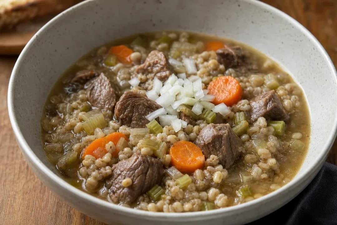 Authentic Scottish Scotch Broth with Hearty Barley and Meat