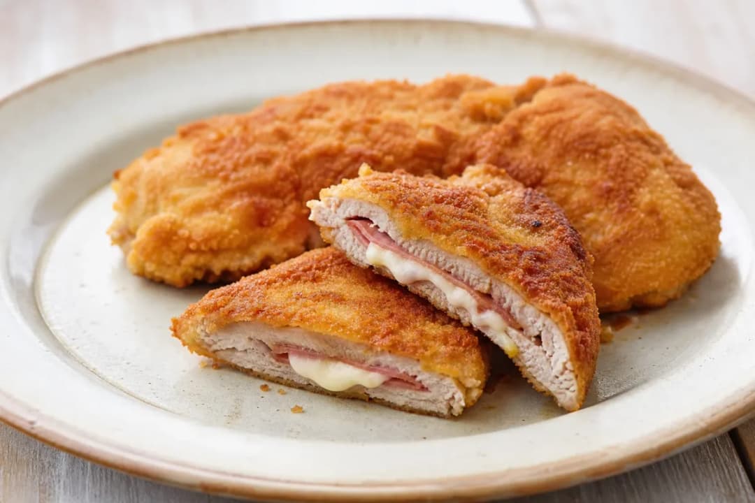 Authentic Serbian Karadjordjeva Šnicla with Ham and Cheese Filling