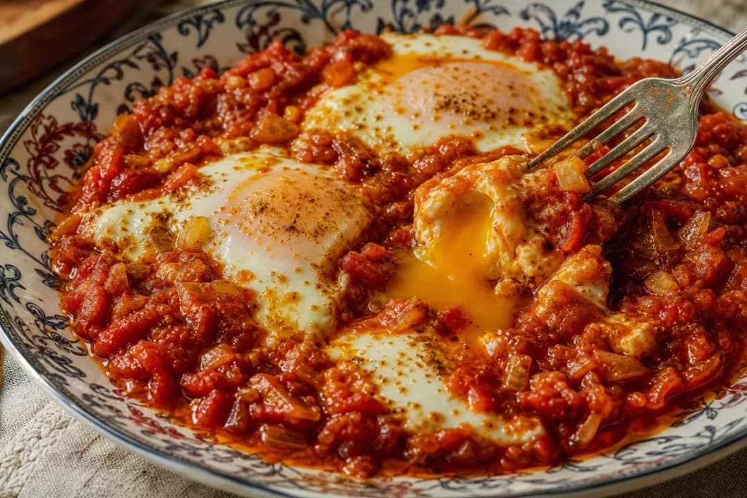 Authentic Tunisian Shakshuka with Spiced Tomatoes and Eggs