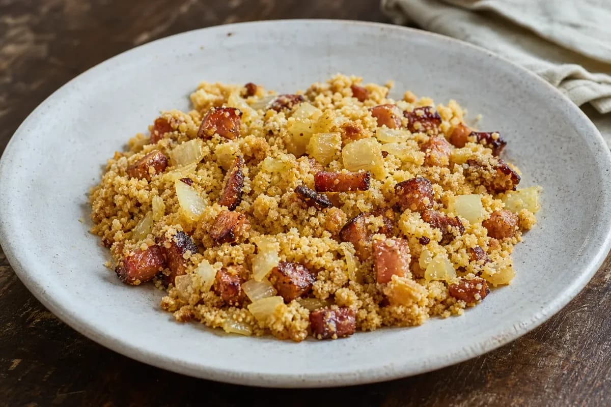 Brazilian Farofa with Bacon, Onions and Cassava Flour