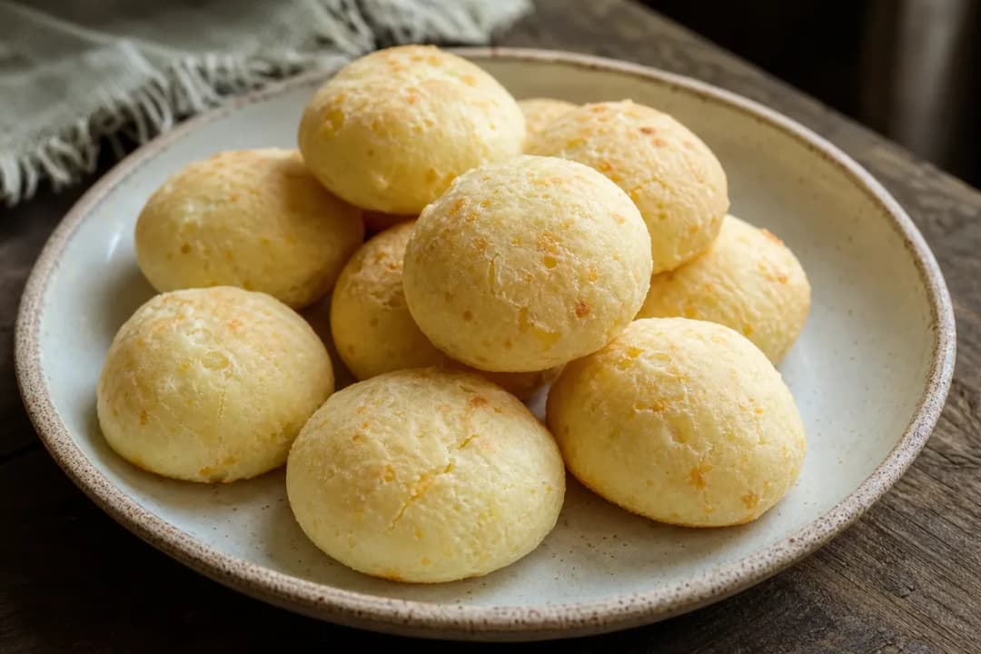 Golden brown cheese bread with a crispy exterior and soft, chewy interior, garnished with fresh herbs.