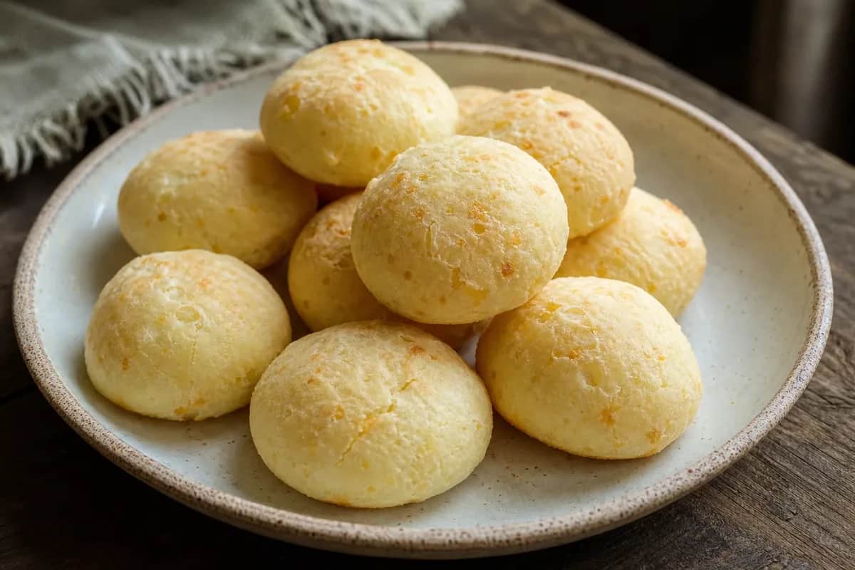 Golden brown cheese bread with a crispy exterior and soft, chewy interior, garnished with fresh herbs.