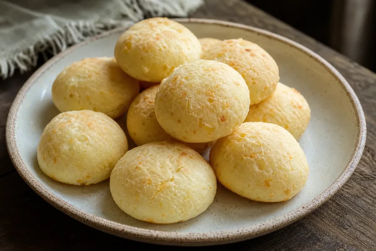 Golden brown cheese bread with a crispy exterior and soft, chewy interior, garnished with fresh herbs.
