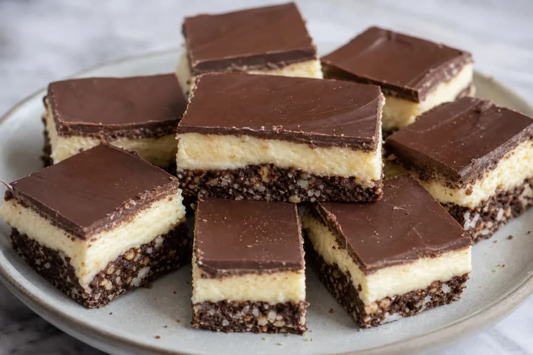 Canadian Nanaimo Bars with Chocolate and Custard Layers