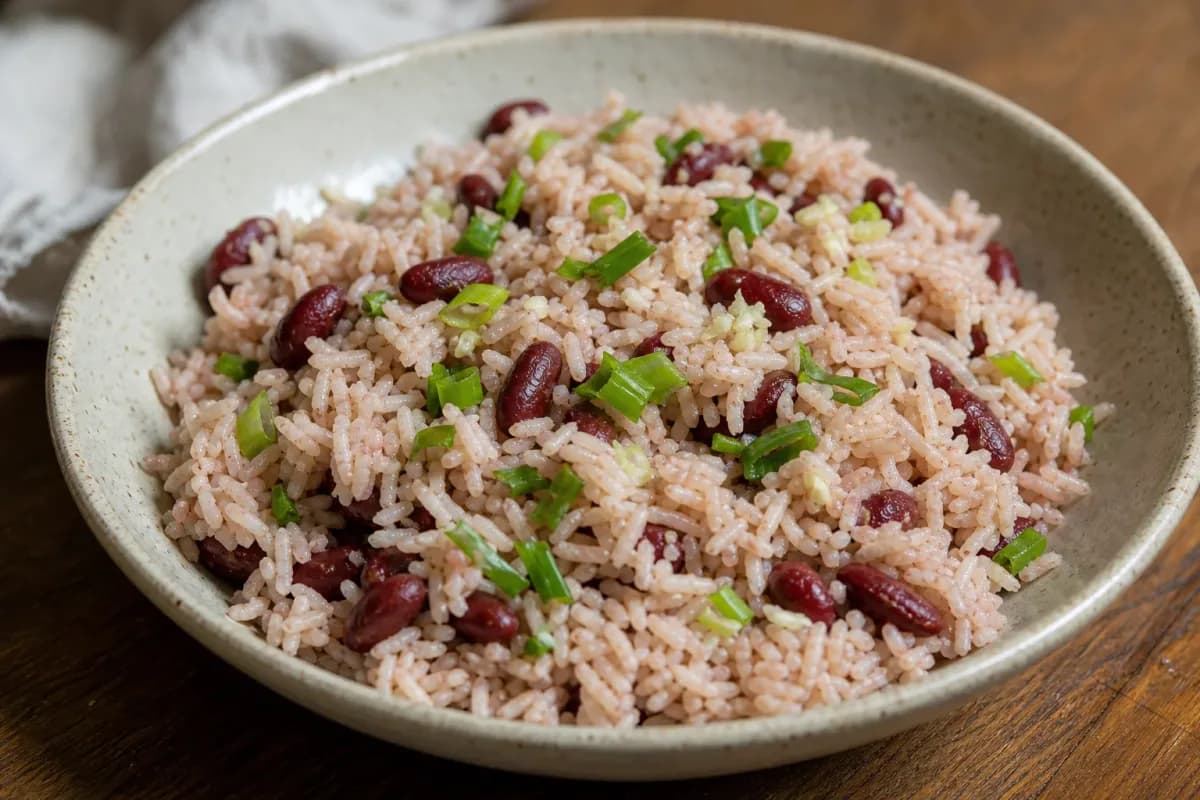 Caribbean Jamaican Rice and Peas with Coconut Milk for Dinner