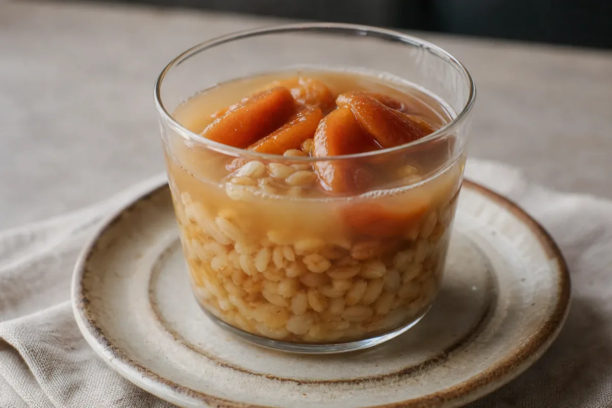 Chilean Mote con Huesillo with Peaches and Wheat