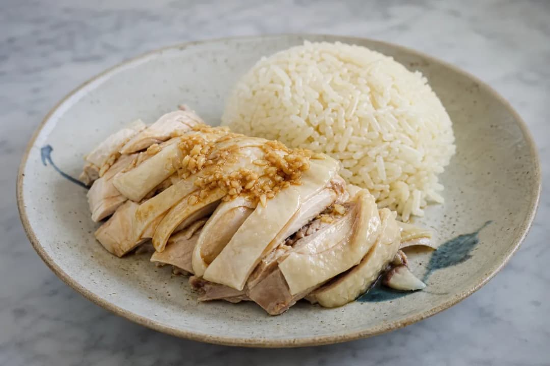 Classic Singapore Hainanese Chicken Rice with Silky Texture