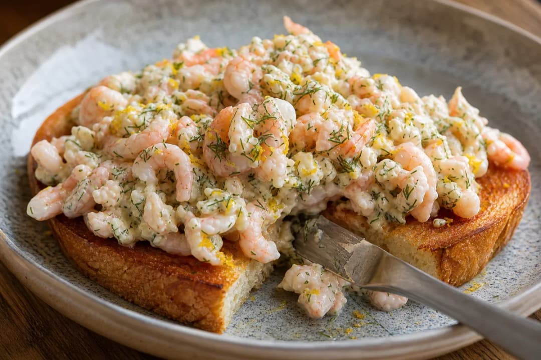 Classic Swedish Toast Skagen with Creamy Shrimp and Dill