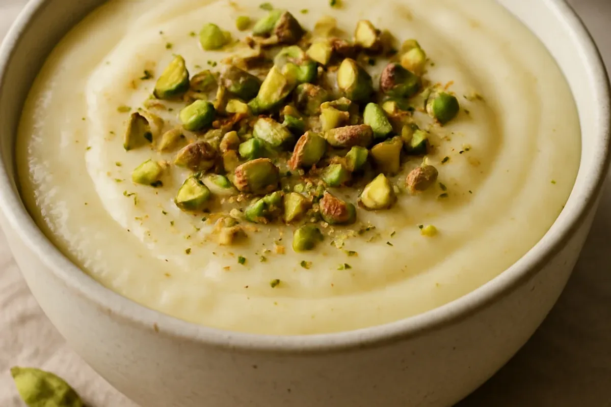 Creamy Firnee Milk Pudding with Cardamom and Pistachios