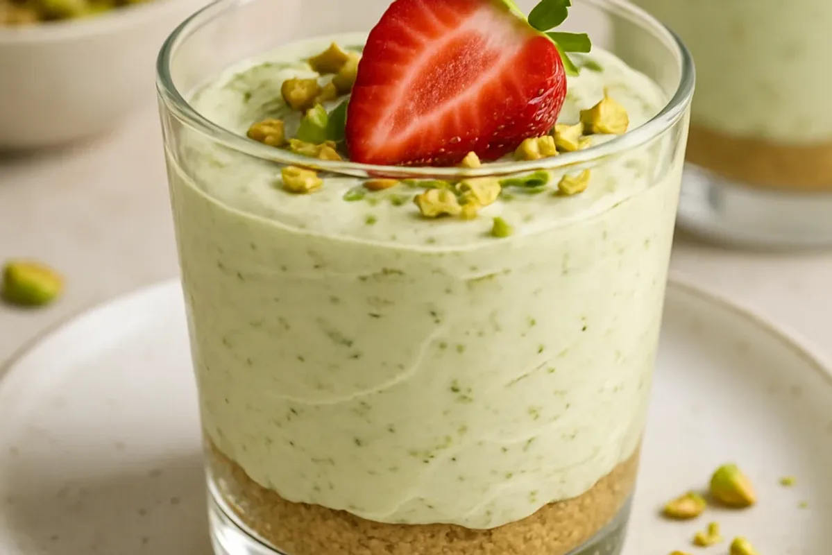 Creamy Pistachio Strawberry Cheesecake Cups — dessert recipe, beautifully plated and ready to serve