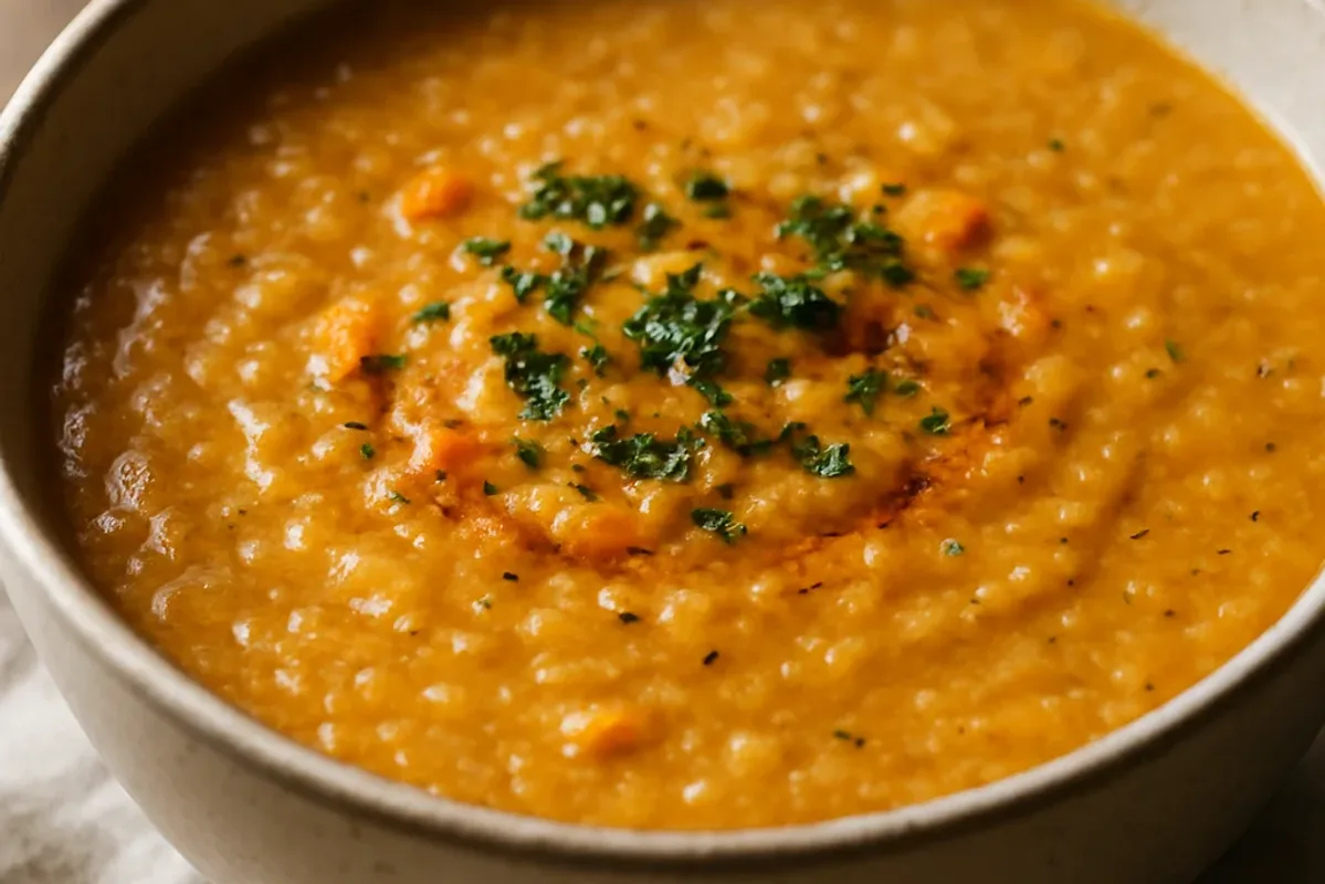 Creamy Red Lentil Soup with Turkish Spices