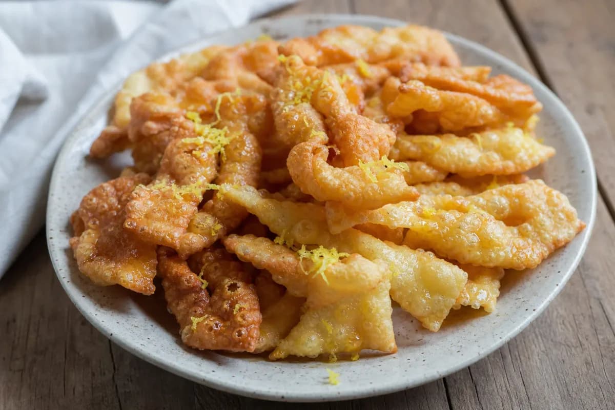 Croatian Kroštule Crispy Pastries with Lemon and Sugar