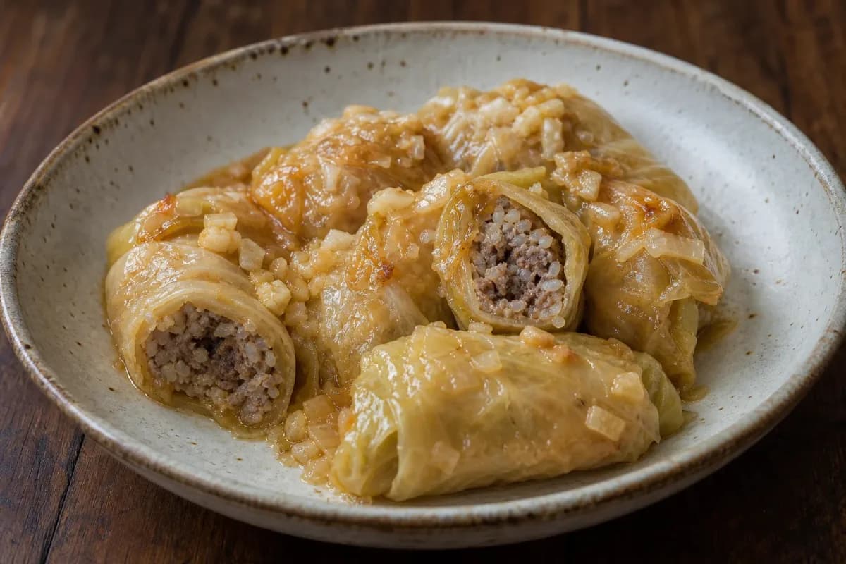 Croatian Sarma with Beef, Rice and Sauerkraut Rolls