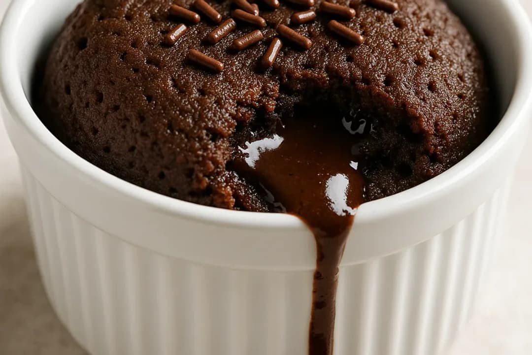 Decadent Chocolate Lava Cake Made in the Microwave — dessert recipe, beautifully plated and ready to serve