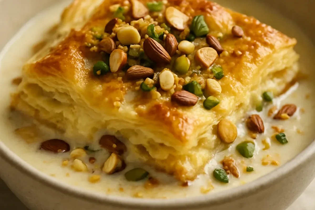 Decadent Puff Pastry Pudding Baked with Nuts