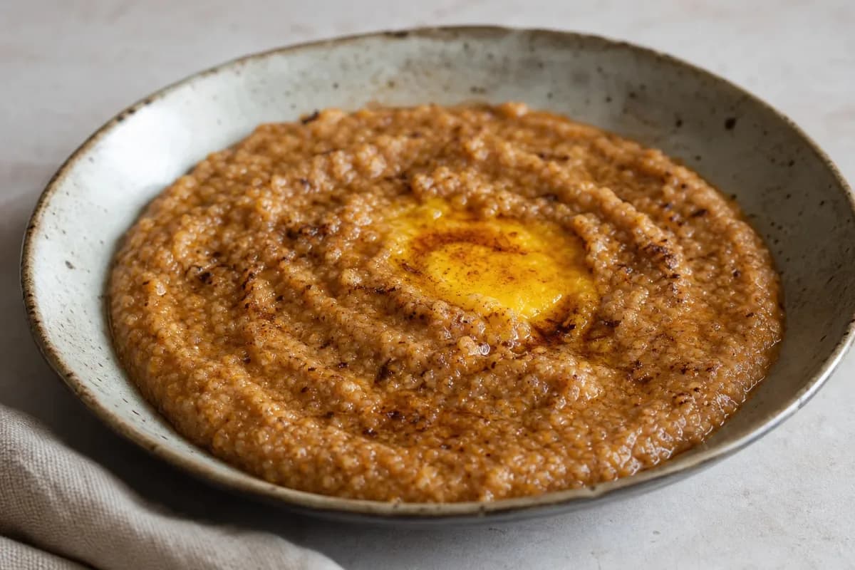 Ethiopian Genfo Porridge with Spiced Butter and Berbere