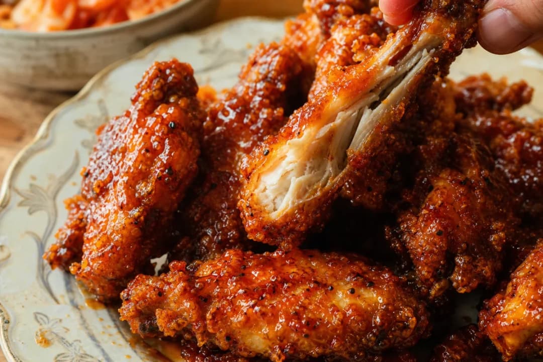 Extra Crispy Korean Fried Chicken with Spicy Yangnyeom Sauce
