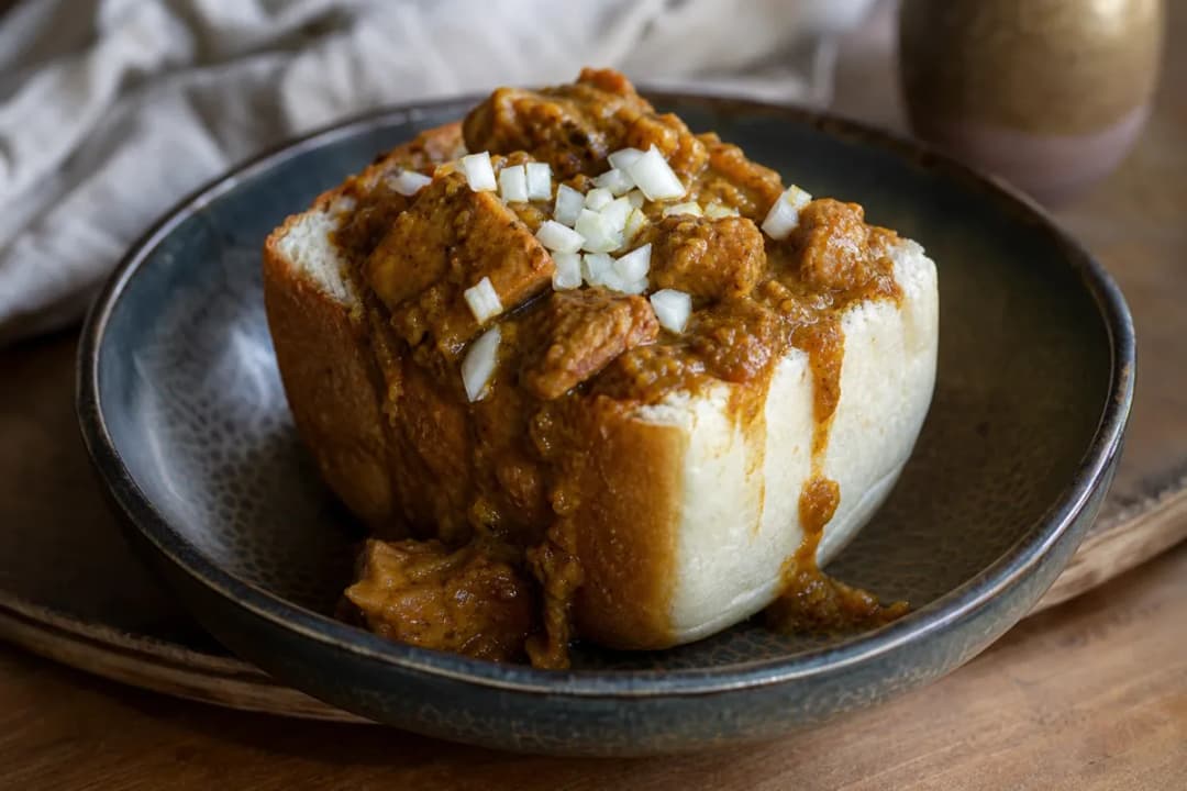 Famous South African Bunny Chow with Spicy Chicken Curry