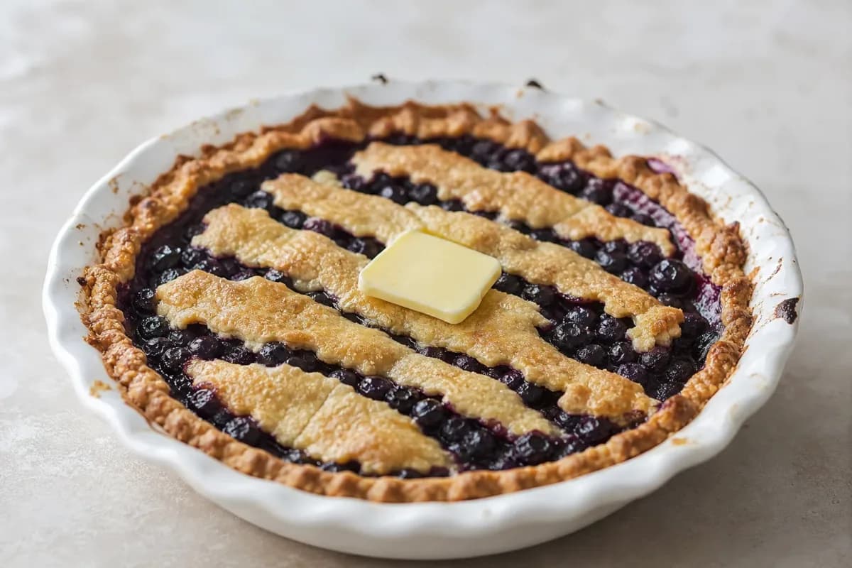 Finnish Blueberry Pie with Buttery Crust and Vanilla Sauce