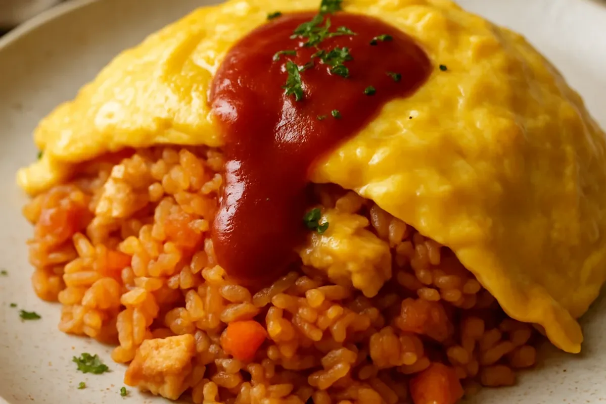 Fluffy Egg Omurice with Ketchup Rice Cooking Method