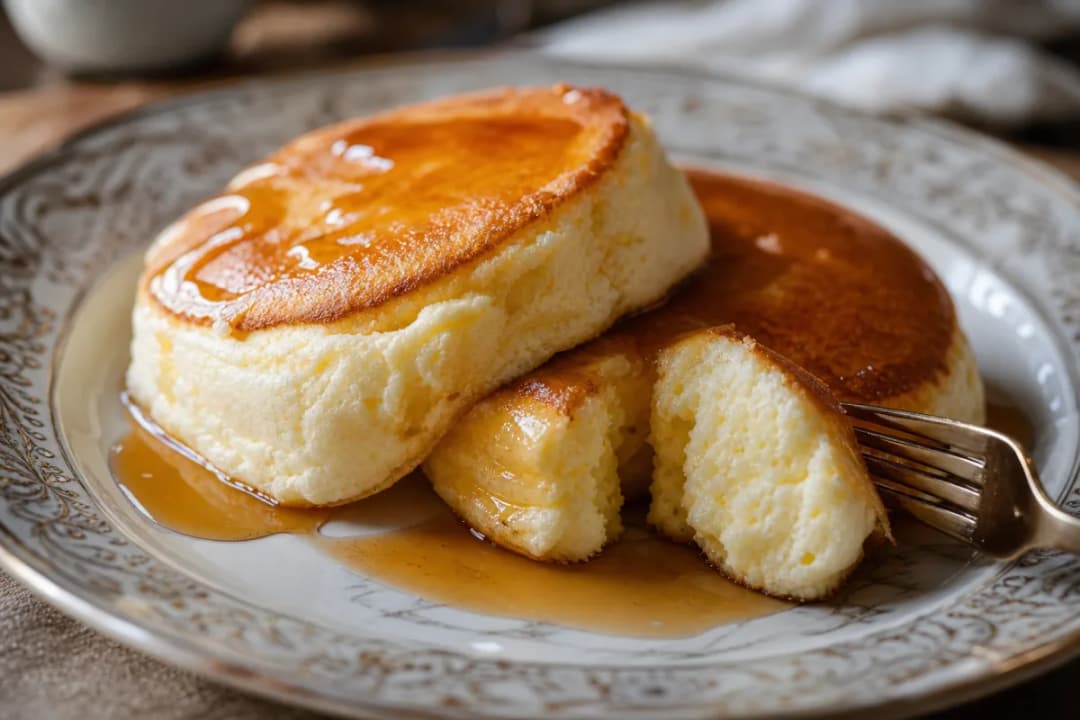 Fluffy Japanese Soufflé Pancakes with Maple Syrup Glaze