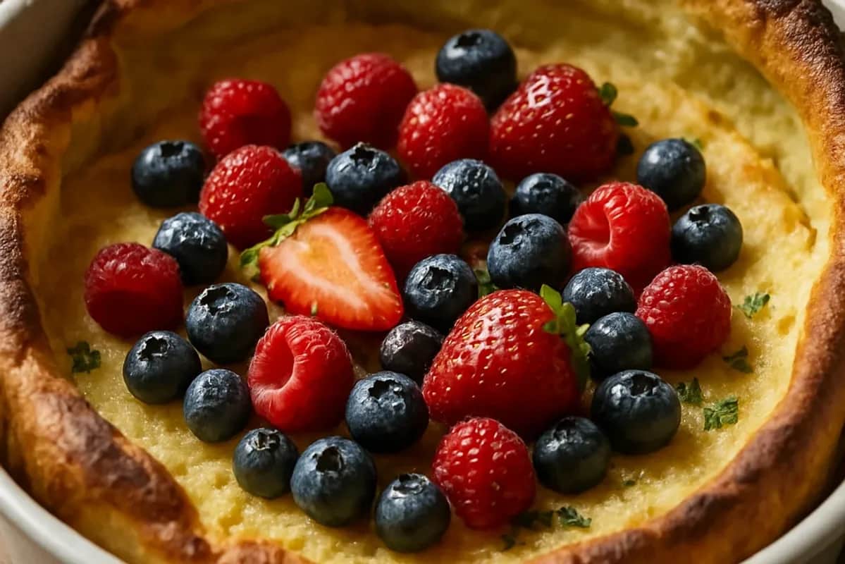 Fluffy Oven Pancake with Berries — vegetarian recipe, beautifully plated and ready to serve