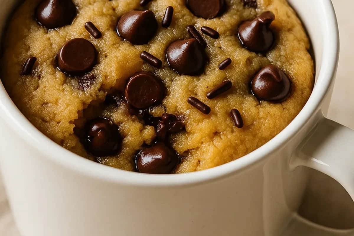 Gooey Chocolate Chip Cookie in a Mug for Quick Dessert — dessert recipe, beautifully plated and ready to serve
