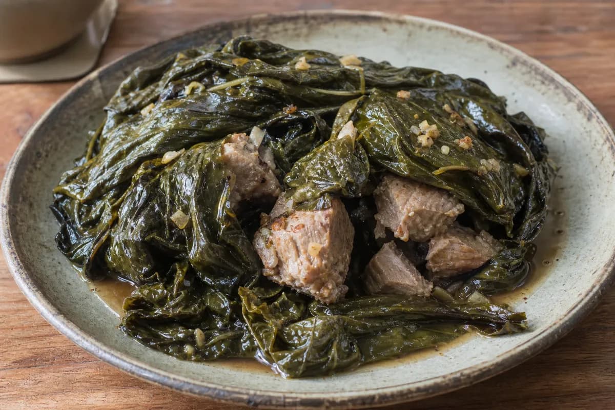 Hawaiian Lau Lau with Pork and Taro Leaves Steamed to Perfection