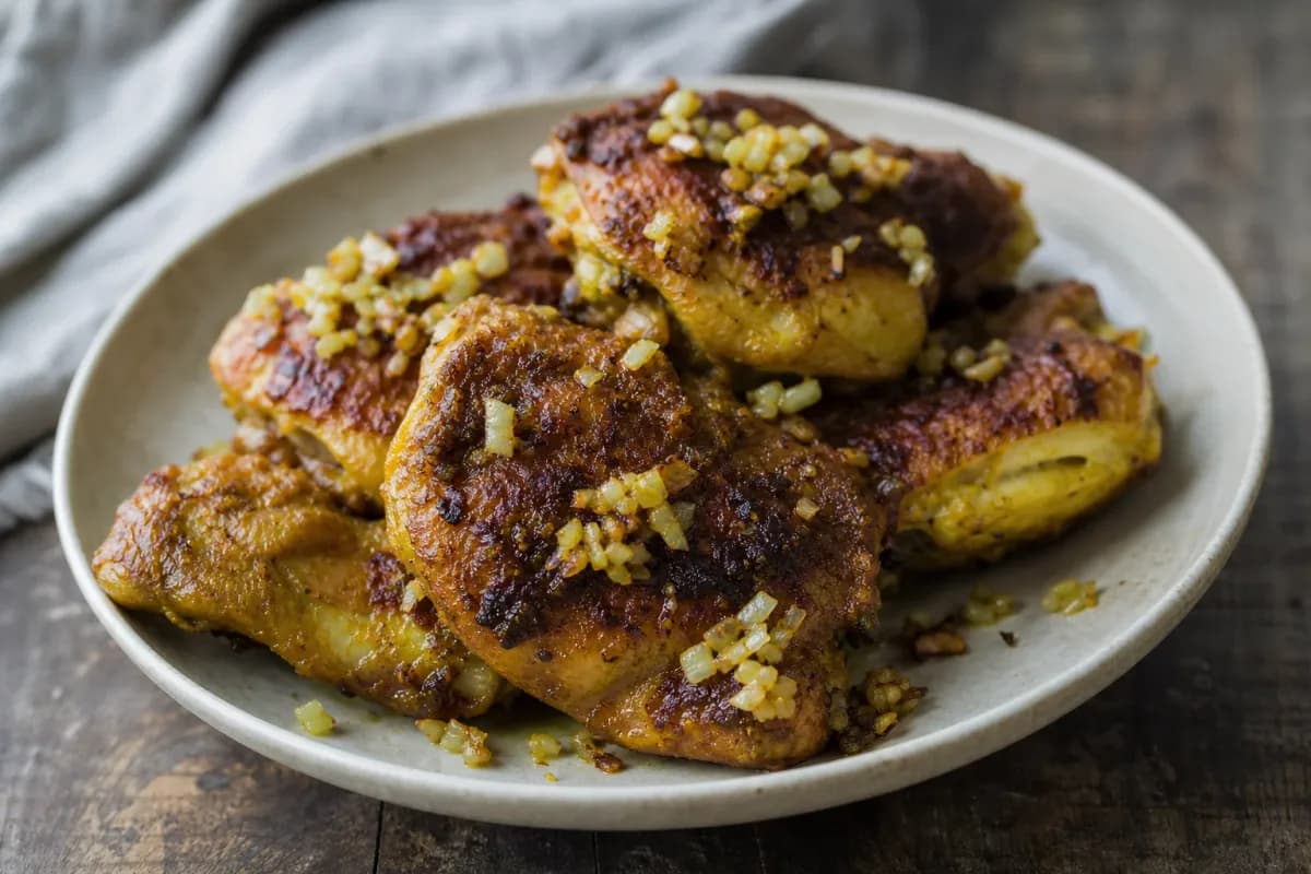 Indonesian Ayam Goreng with Turmeric and Spices for Dinner