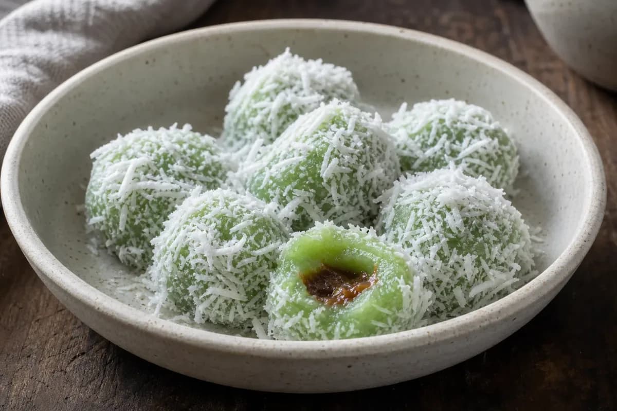 Indonesian Klepon – Coconut Rice Cakes with Palm Sugar Filling
