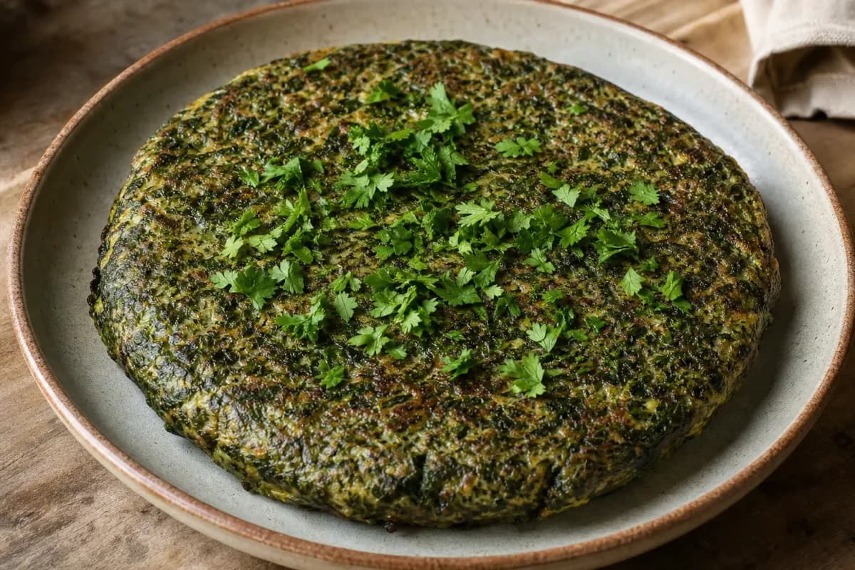 Iranian Kuku Sabzi with Fresh Herbs and Spinach