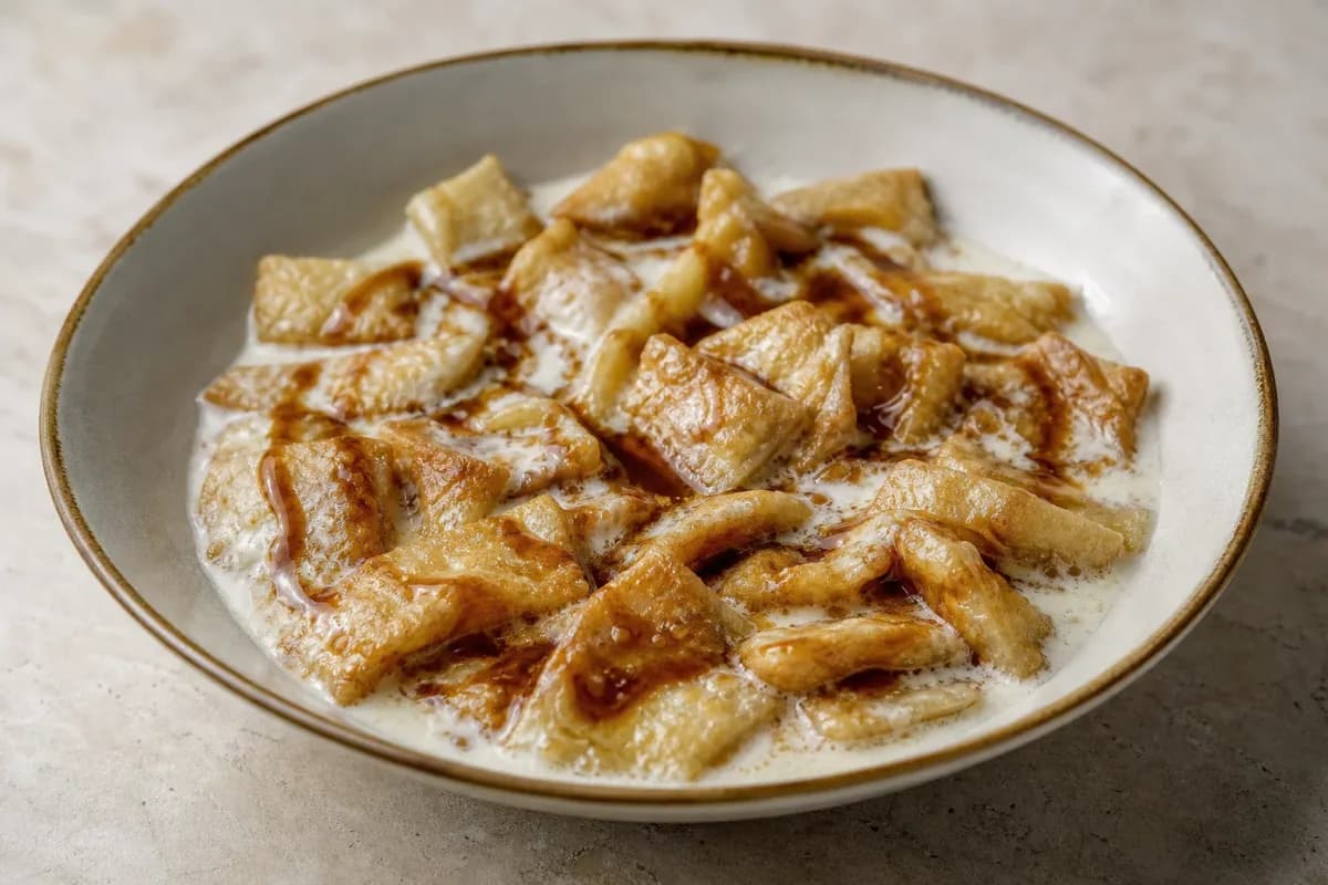 Iraqi Kahi with Cream and Date Syrup - Traditional Pastry Dessert