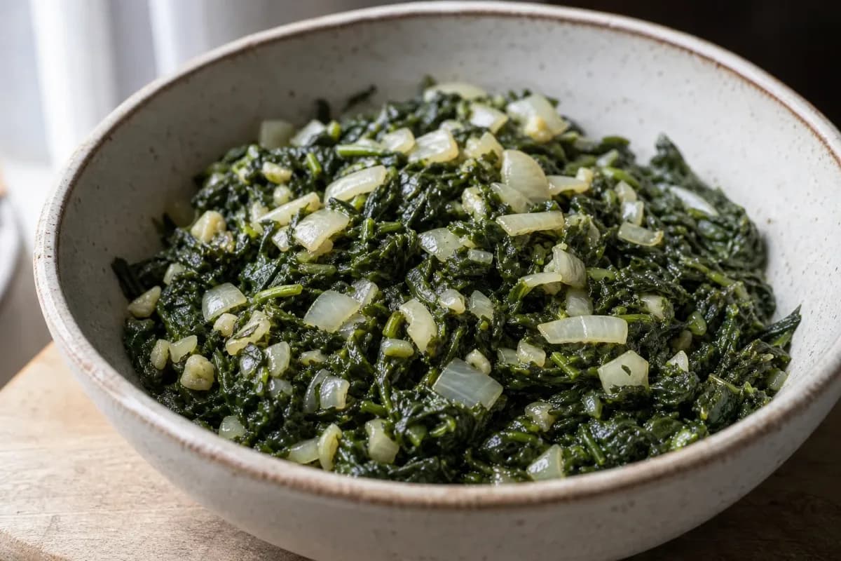 Jamaican Callaloo with Onion, Garlic and Thyme for Flavorful Sides