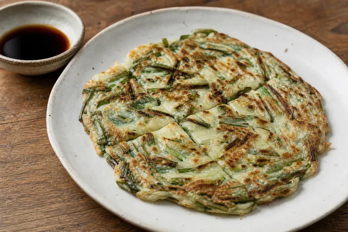 Korean Pajeon Pancakes with Scallions and Dipping Sauce