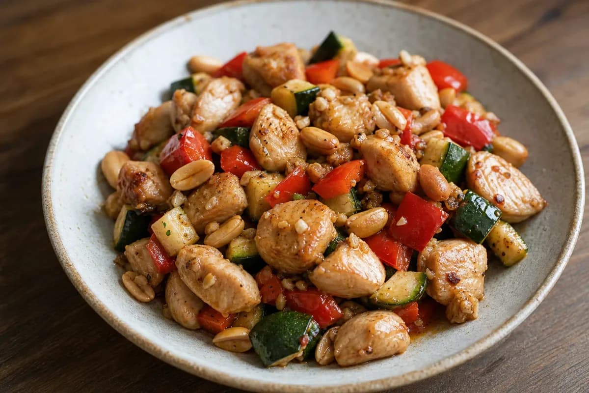 Kung Pao Chicken with Peanuts and Colorful Vegetables