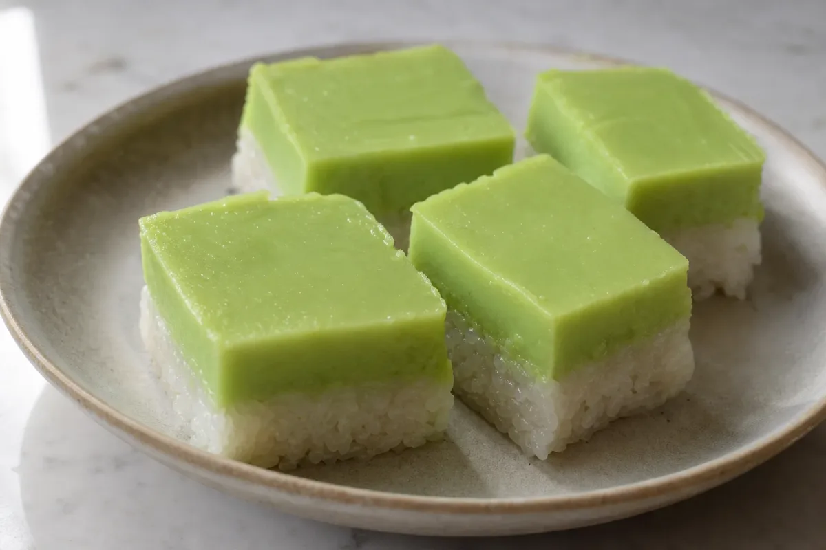 Malaysian Kuih Seri Muka with Pandan and Coconut Custard