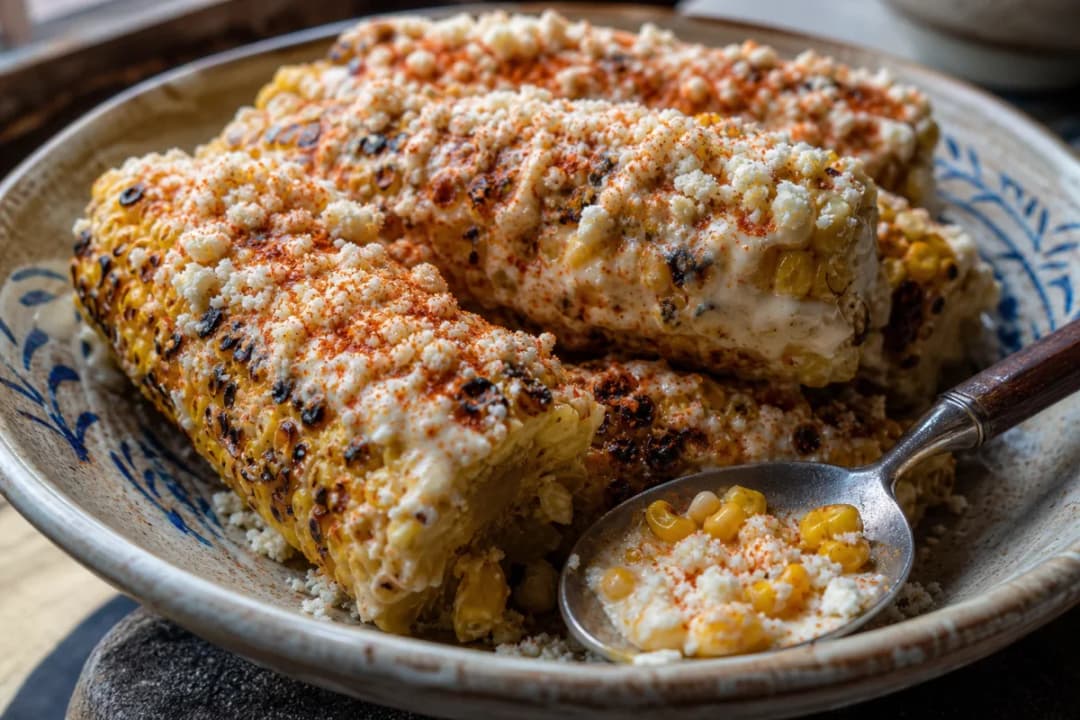 Mexican Street Corn with Creamy Cheese Topping and Smoky Flavor