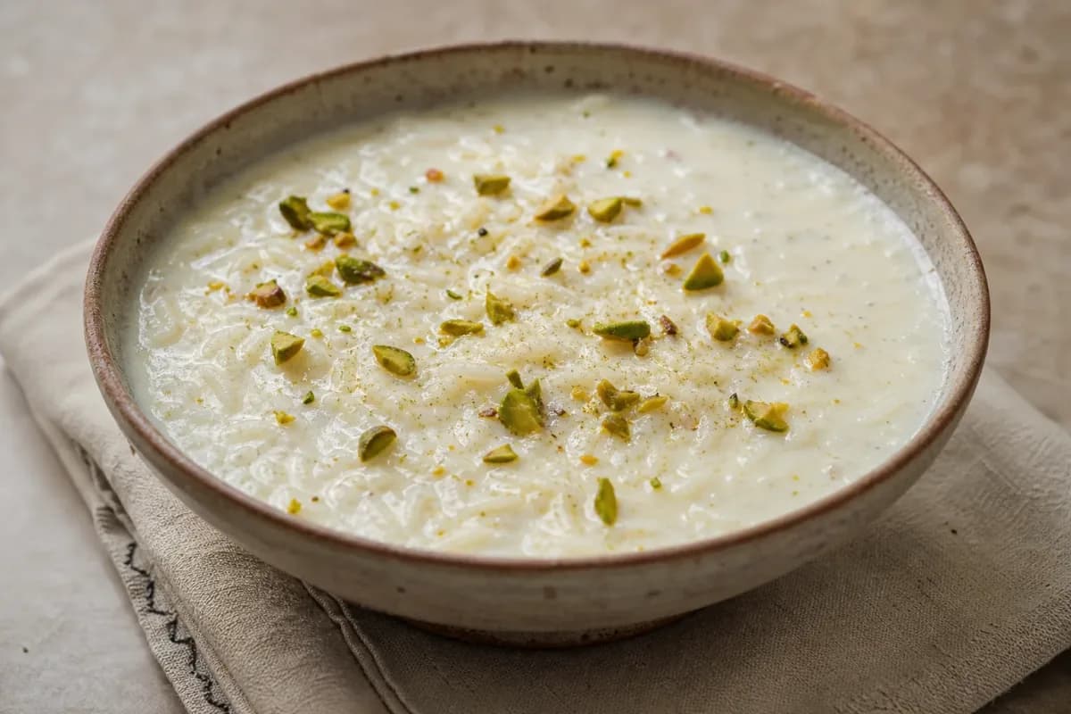 Pakistani Kheer with Basmati Rice, Cardamom and Pistachios